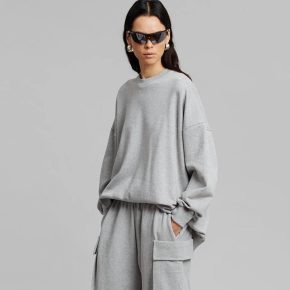 The Frankie Shop Open Back Jennings Crewneck Long Sleeve Sweater in Black